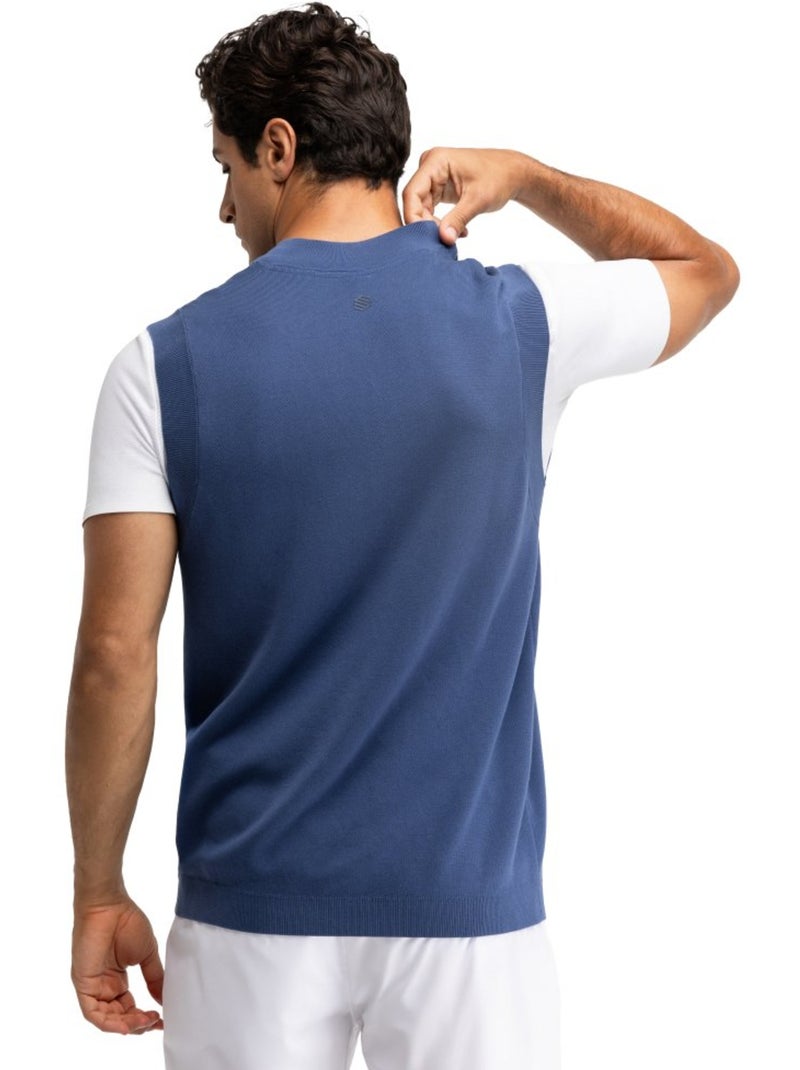 Gilet de tennis en maille col en v homme tennis homme serve Bleu - Kiabi
