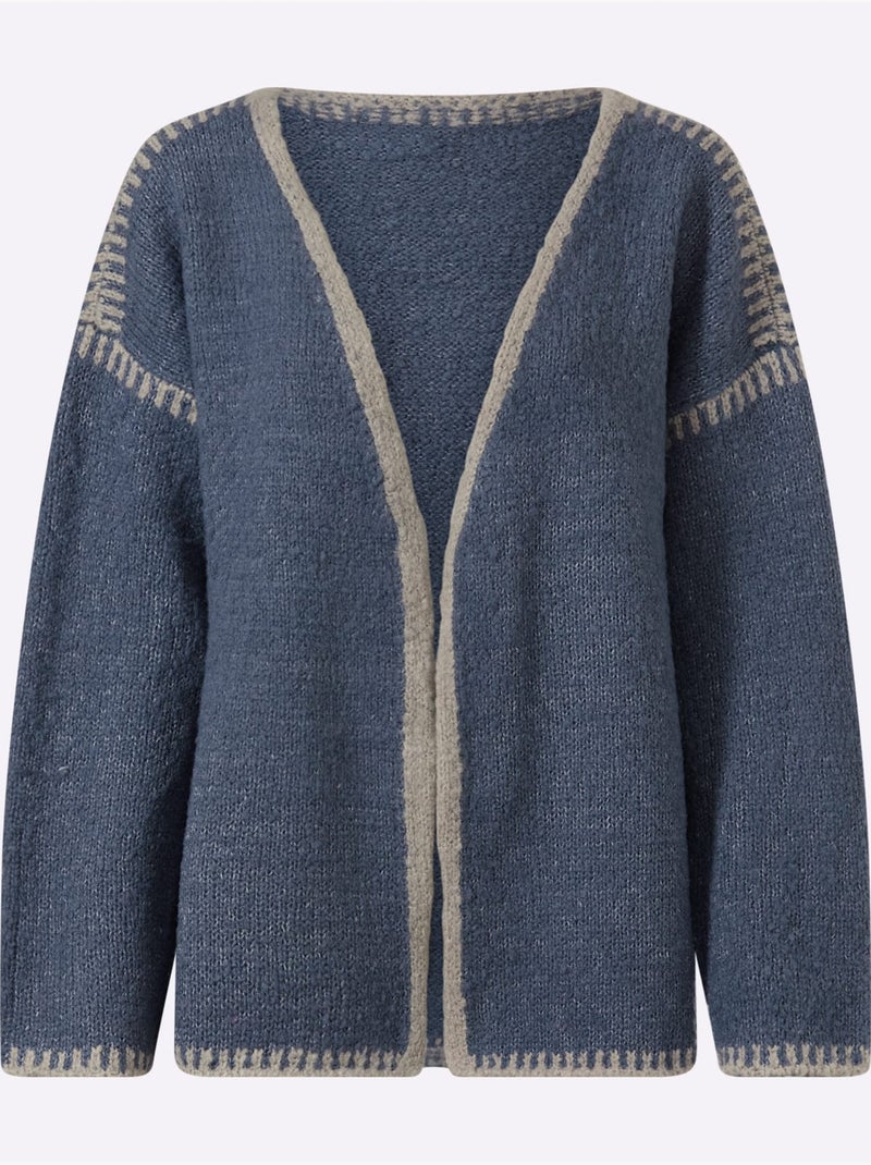 Gilet détails contrastés - taille standard - helline Bleu gris - Kiabi
