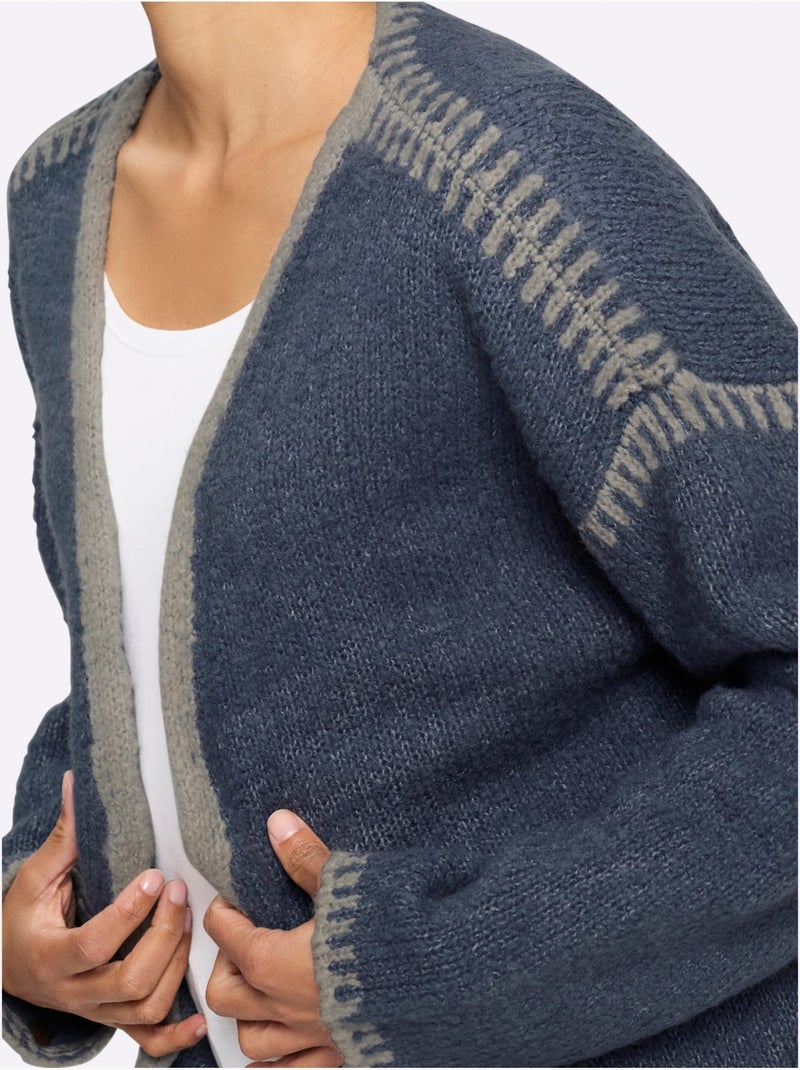 Gilet détails contrastés - taille standard - helline Bleu gris - Kiabi