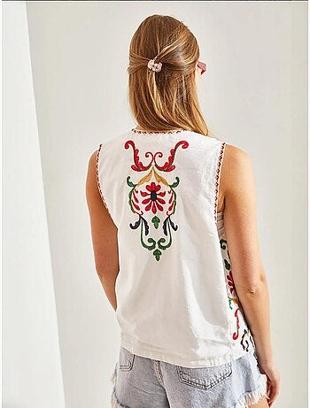 Gilet doublé avec broderies lucci