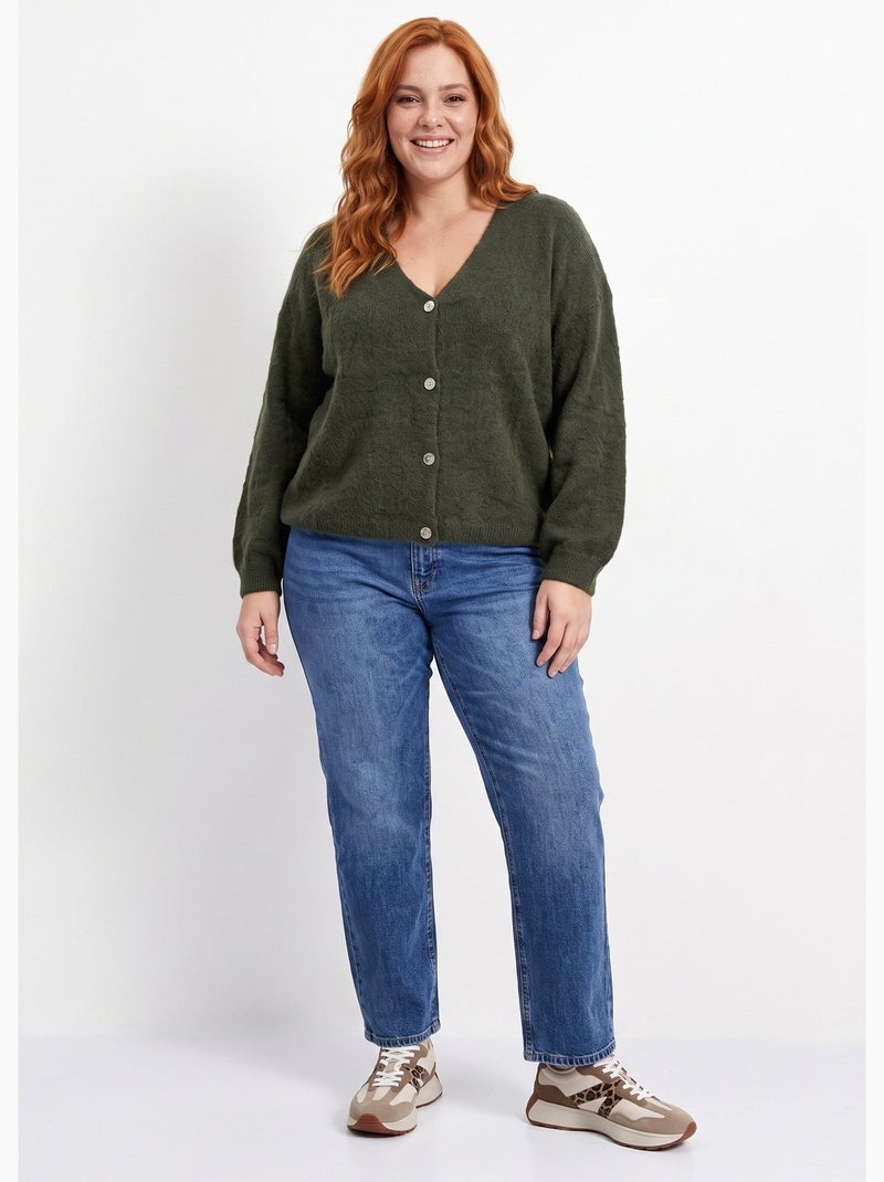 Gilet doux chaud tendance avec alpaga - afibel Kaki - Kiabi