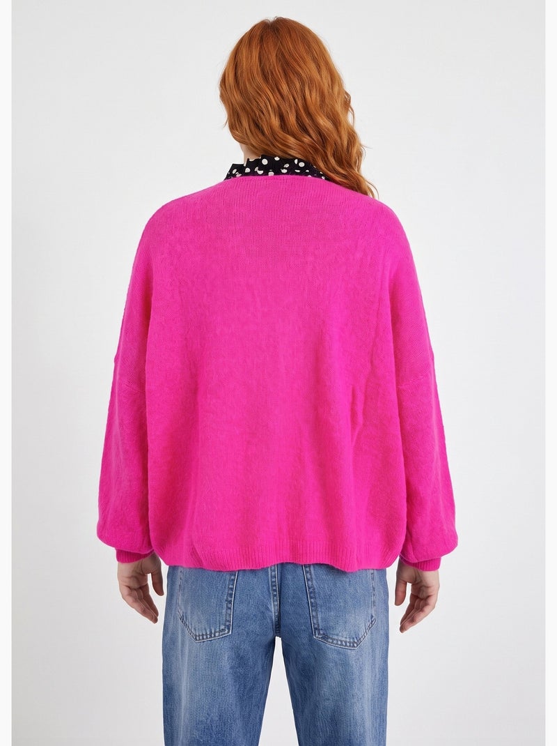 Gilet doux chaud tendance avec alpaga - afibel Rose fushia - Kiabi