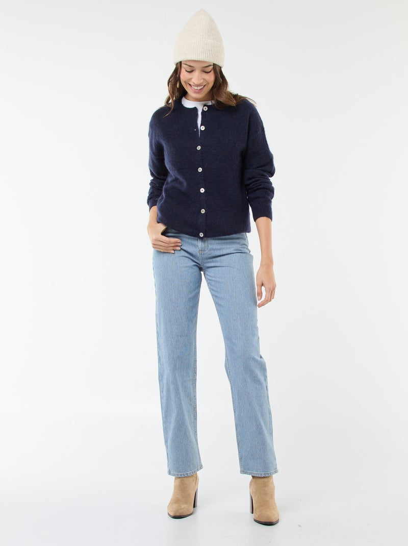 Gilet doux en laine et mohair Bleu - Kiabi