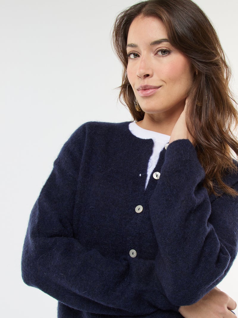 Gilet doux en laine et mohair Bleu - Kiabi