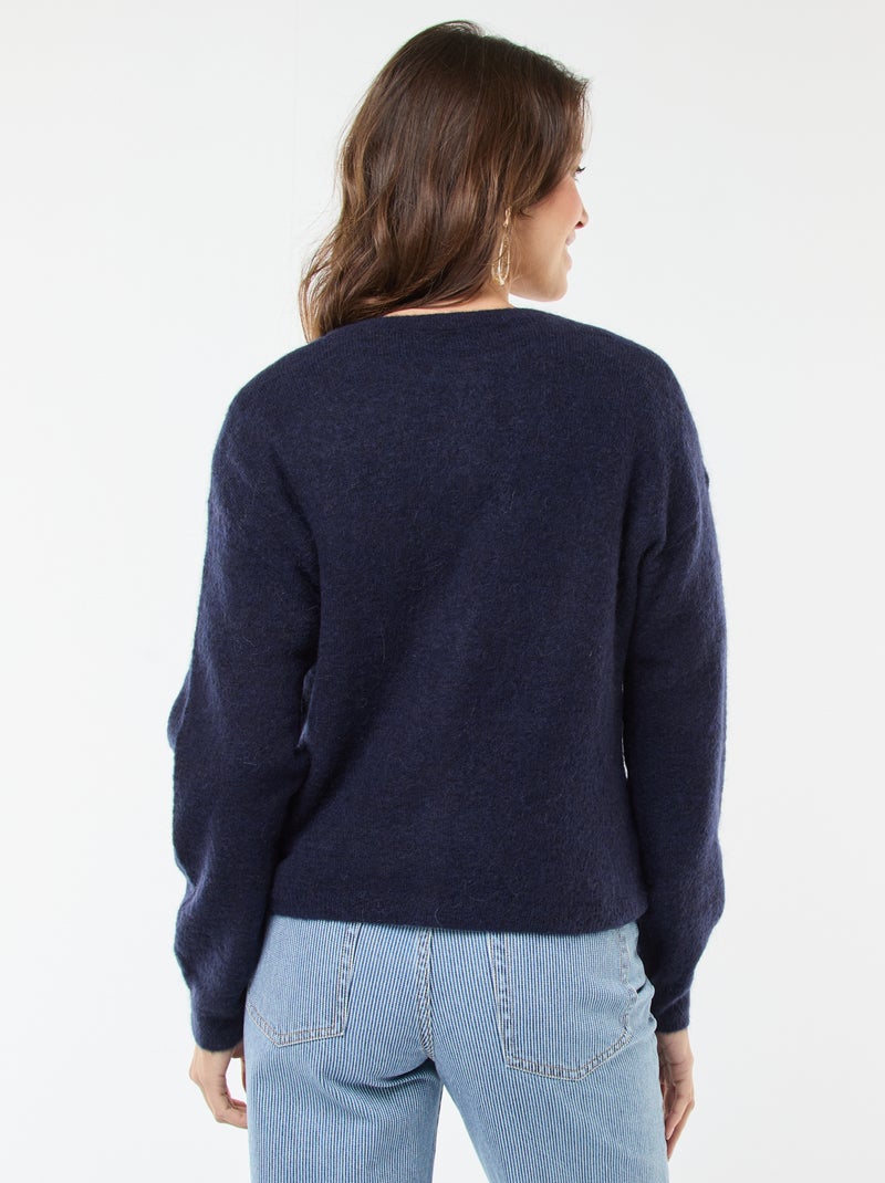 Gilet doux en laine et mohair Bleu - Kiabi