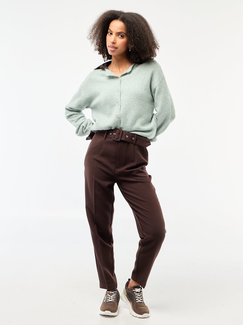 Gilet doux en laine et mohair Bleu vert - Kiabi