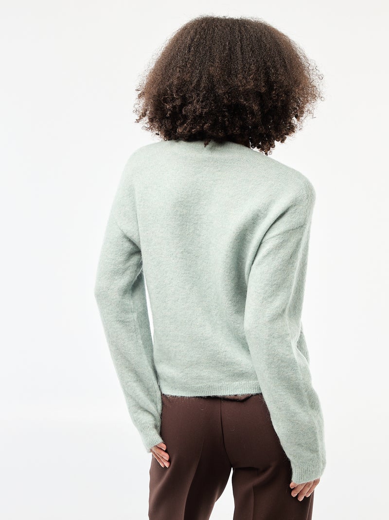 Gilet doux en laine et mohair Bleu vert - Kiabi