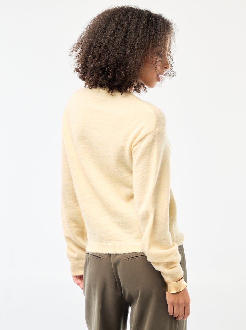 Gilet doux en laine et mohair Jaune - Kiabi