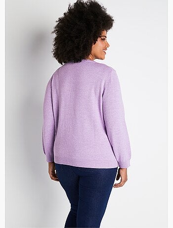 Gilet doux uni col V boutonné court brodé - Afibel