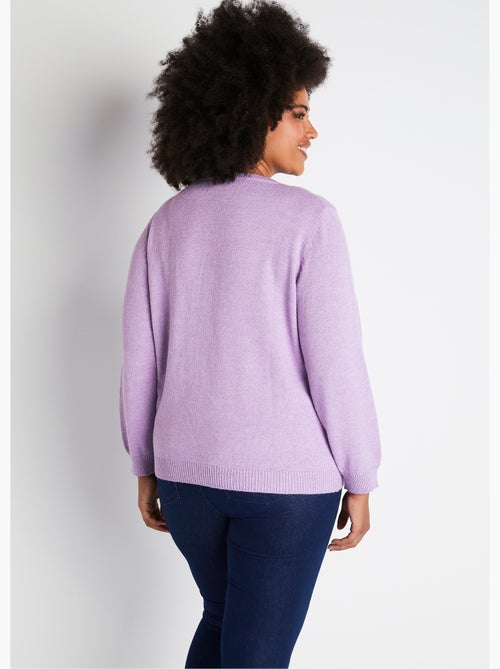 Gilet doux uni col V boutonné court brodé - Afibel - Kiabi