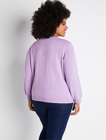 Gilet doux uni col V boutonné court brodé