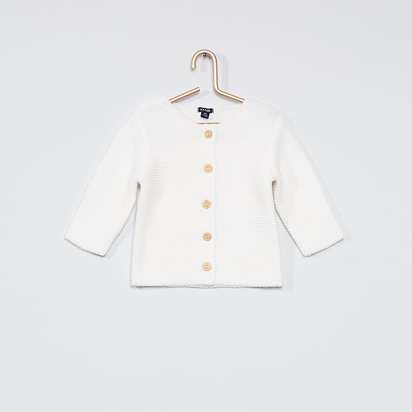 Gilet Eco Concu Point Mousse Bebe Fille Blanc Kiabi 9 00