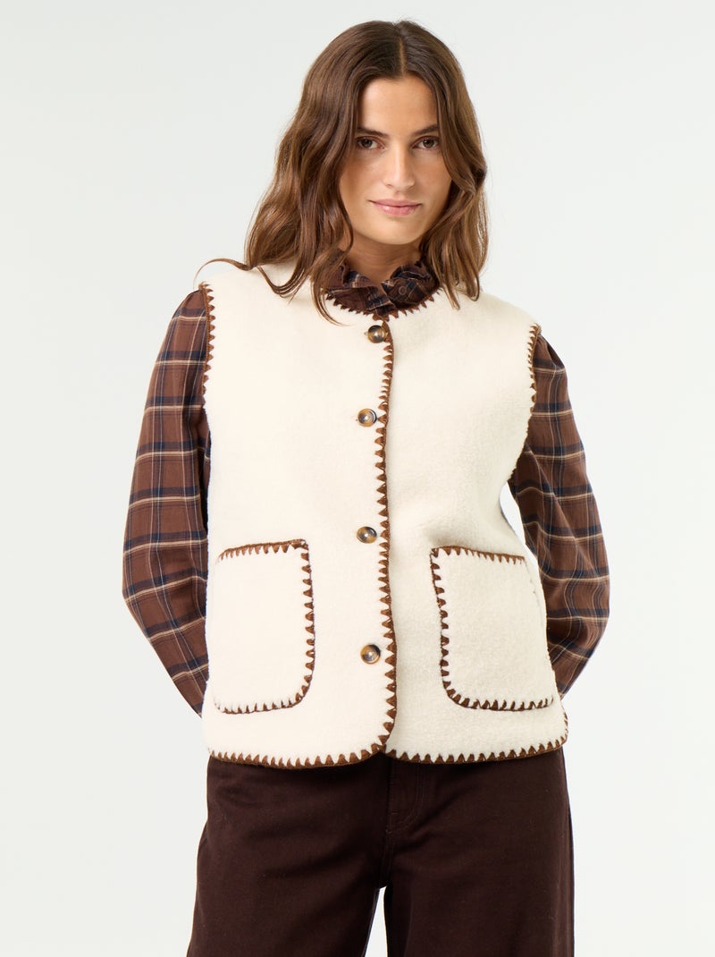 Gilet effet moutonné sans manches Beige - Kiabi