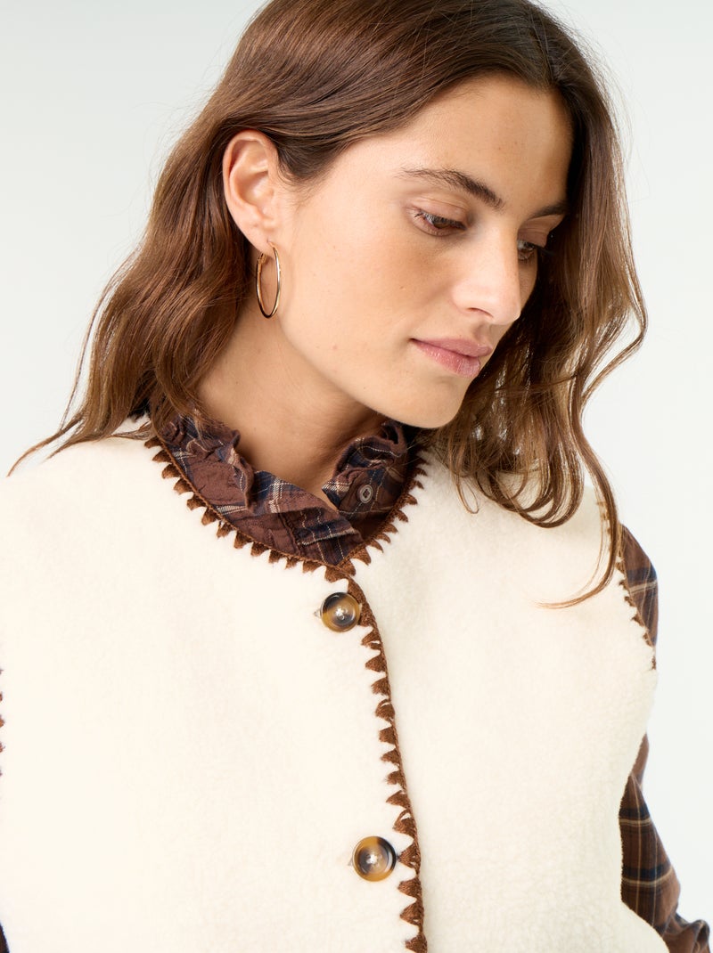Gilet effet moutonné sans manches Beige - Kiabi