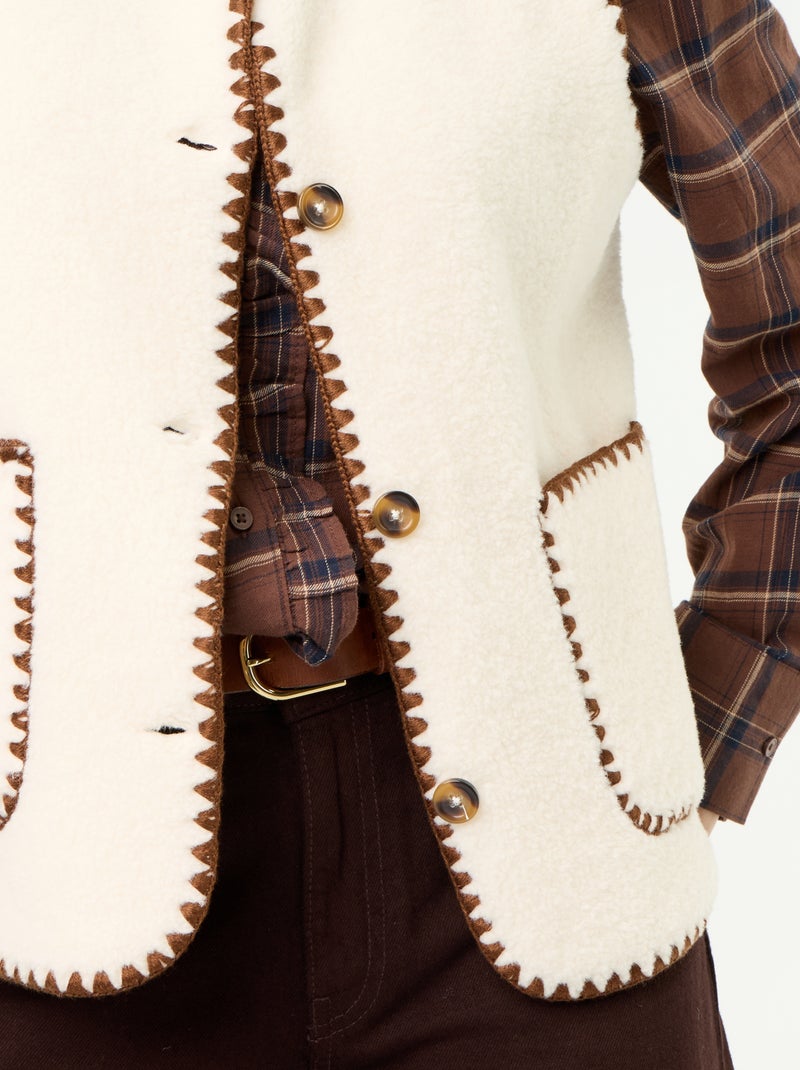 Gilet effet moutonné sans manches Beige - Kiabi