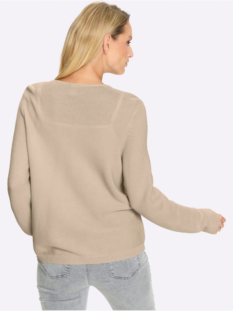 Gilet Empiècement Contrasté - Taille Standard - helline Ecru/Sable - Kiabi