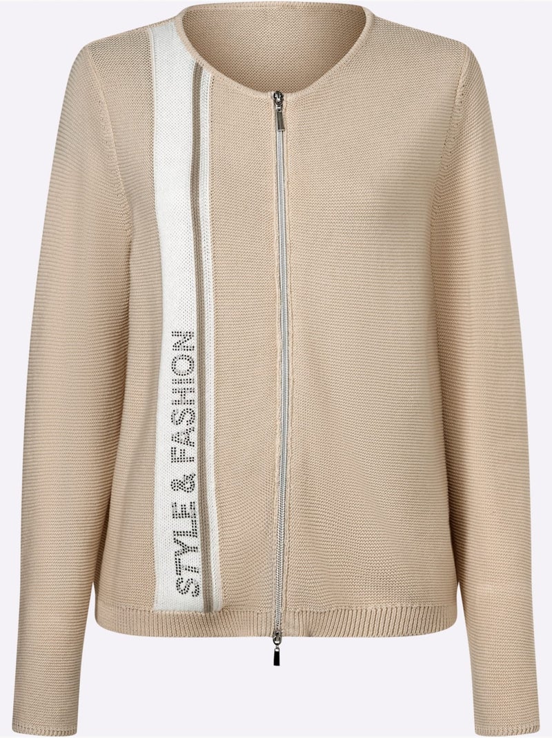 Gilet Empiècement Contrasté - Taille Standard - helline Ecru/Sable - Kiabi