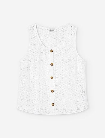 Gilet en Coton avec Broderie Anglaise
