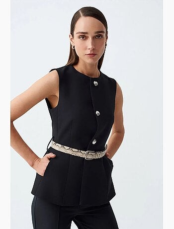 Gilet en crêpe à ceinture dilvin
