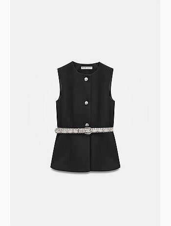 Gilet en crêpe à ceinture dilvin