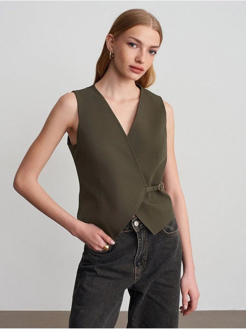 Gilet En Crêpe Avec Ceinture - Kiabi