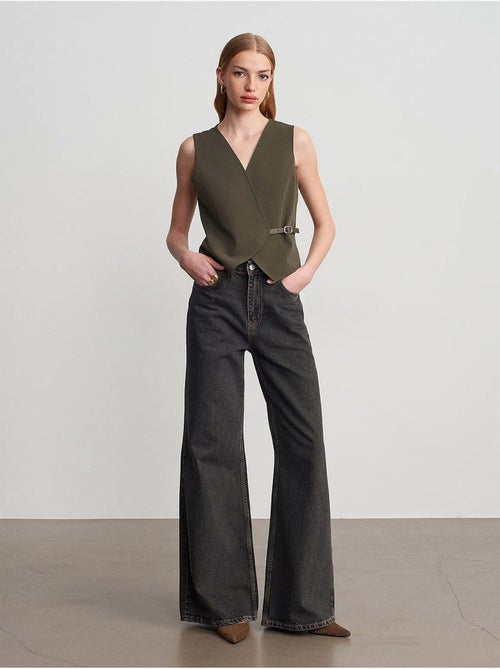 Gilet En Crêpe Avec Ceinture - Kiabi