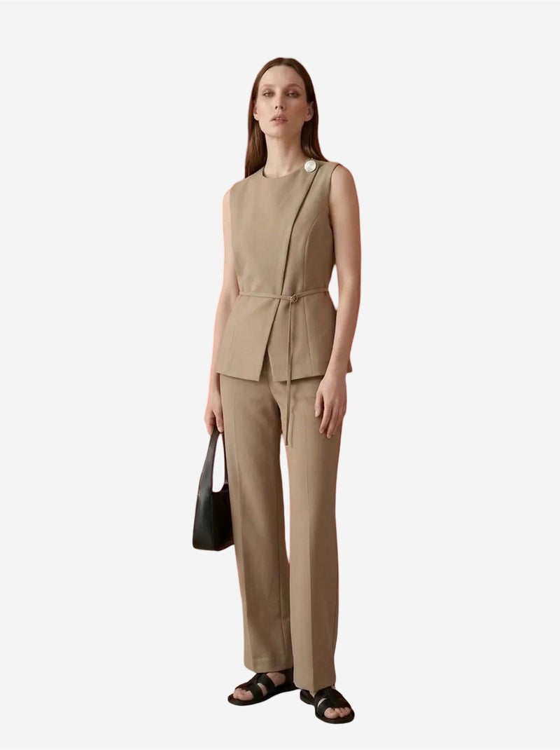 Gilet en crêpe ceinturé my fashion Camel - Kiabi
