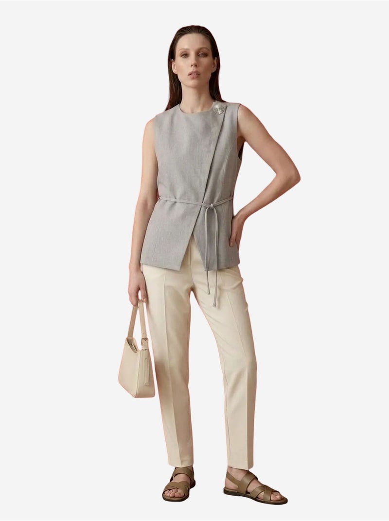 Gilet en crêpe ceinturé my fashion Gris clair - Kiabi