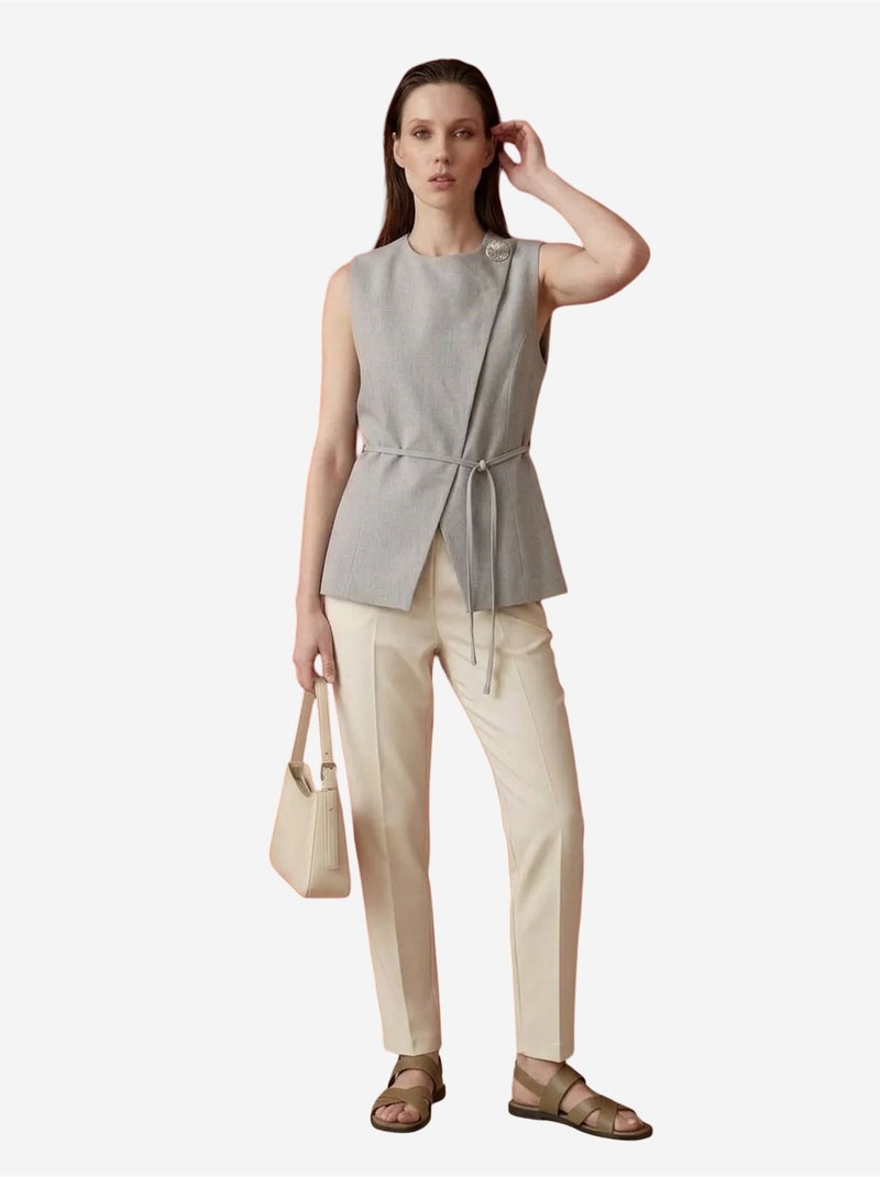 Gilet en crêpe ceinturé my fashion Gris clair - Kiabi