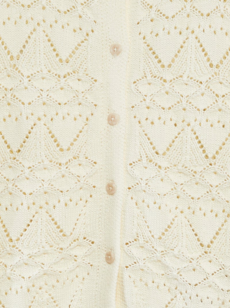 Gilet en crochet en maille ajourée BEIGE - Kiabi