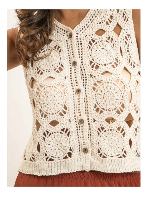 Gilet en crochet sans manches KAPADOCE - Kiabi