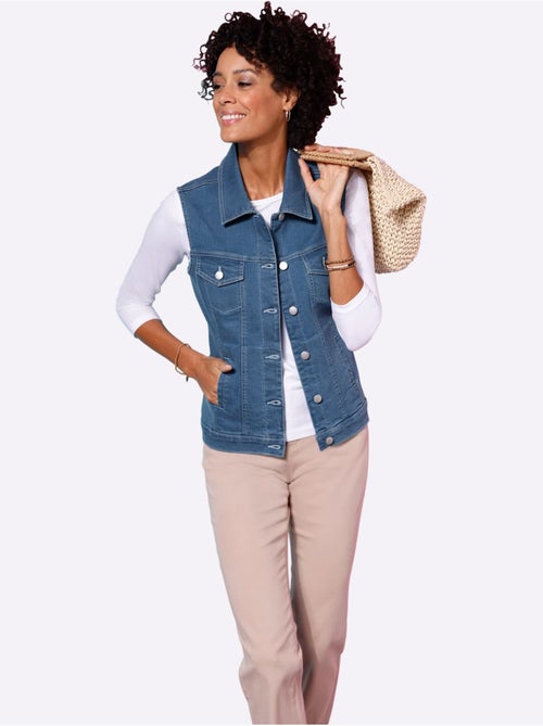 Gilet en denim doux avec col à revers et poches pratiques - taille standard - moda vilona - Kiabi Gilet en denim doux avec col à revers et poches pratiques - taille standard - moda vilona - Kiabi