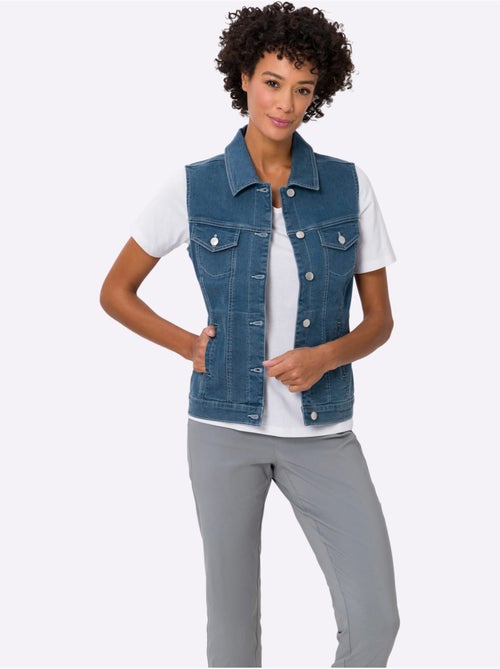 Gilet en denim doux avec col à revers et poches pratiques - taille standard - moda vilona - Kiabi Gilet en denim doux avec col à revers et poches pratiques - taille standard - moda vilona - Kiabi