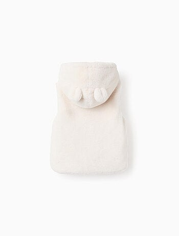 Gilet en Fausse Fourrure avec Capuche