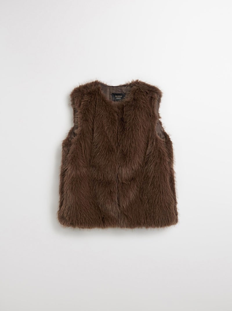 Gilet en fausse fourrure, MO Fashion Marron - Kiabi
