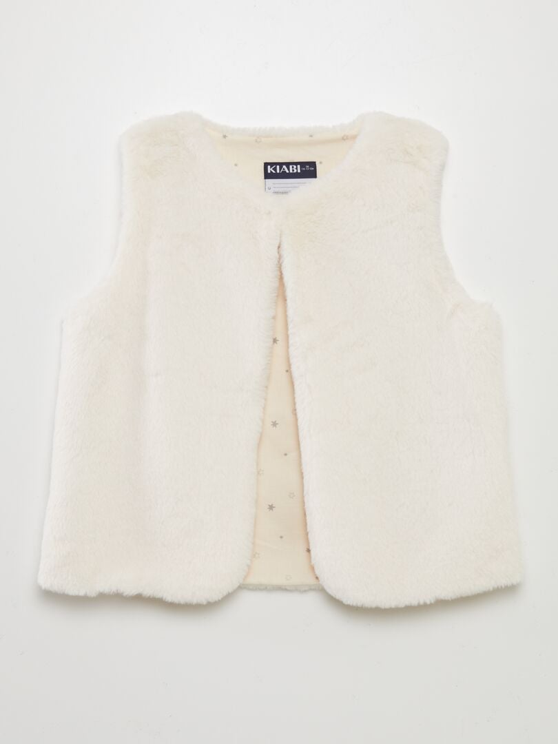 Gilet en fausse fourrure sans manches BLANC - Kiabi