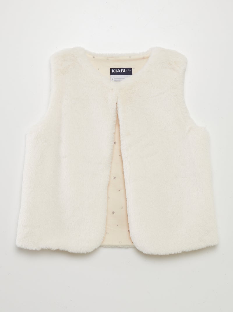 Gilet en fausse fourrure sans manches BLANC - Kiabi