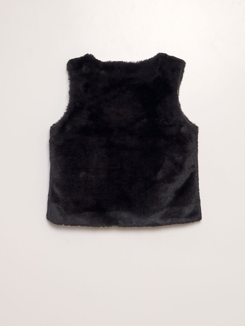 Gilet en fausse fourrure sans manches - Noir - Kiabi - 12.00�?�