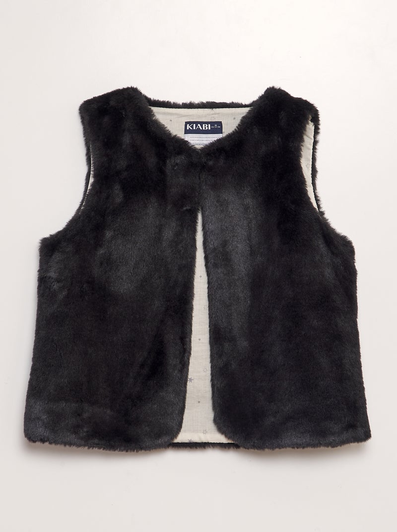 Gilet en fausse fourrure sans manches Noir - Kiabi