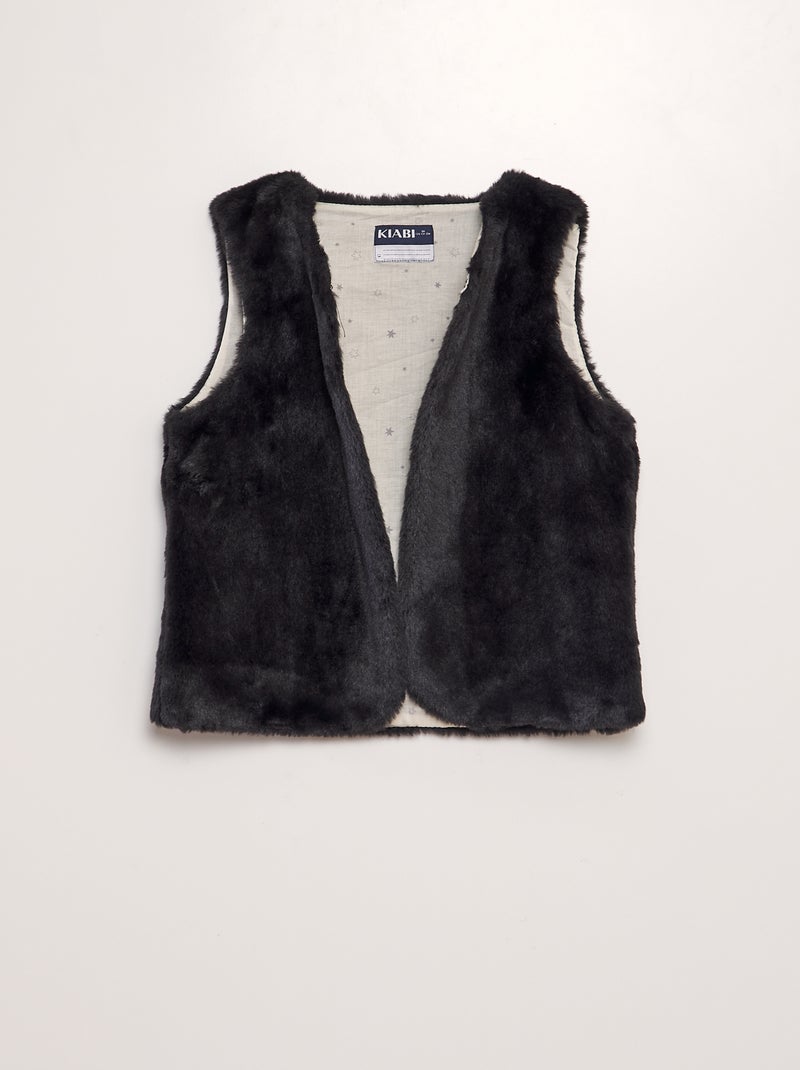Gilet en fausse fourrure sans manches Noir - Kiabi