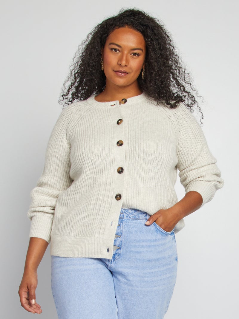 Gilet en grosse maille Beige - Kiabi