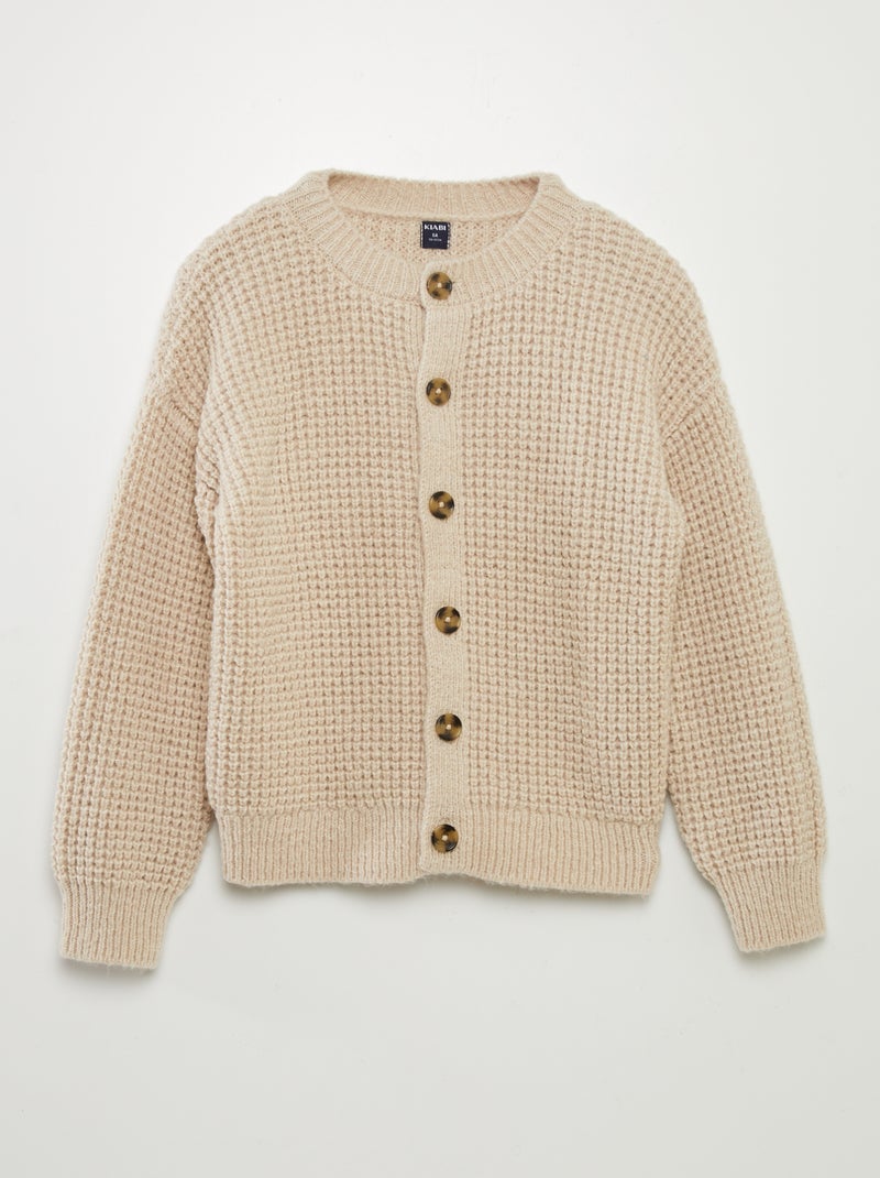Gilet en grosse maille Beige - Kiabi