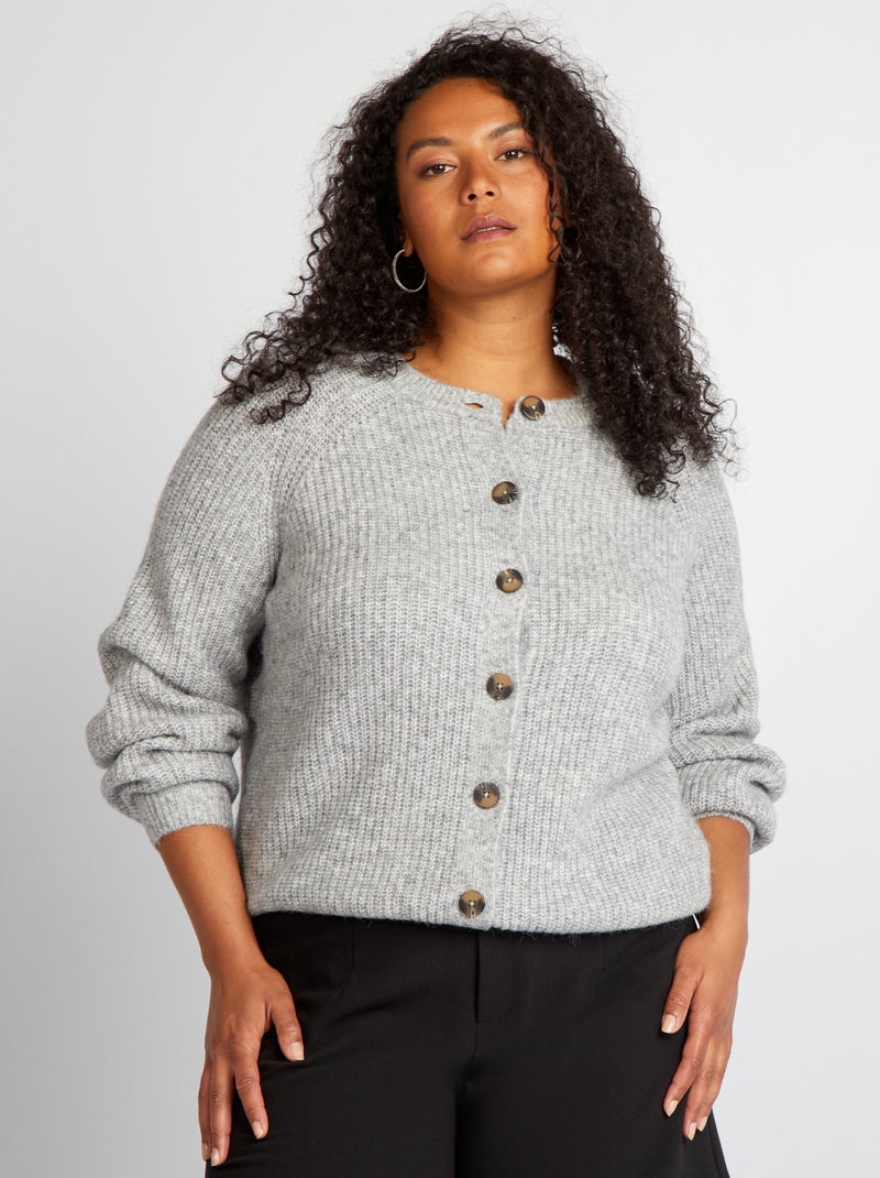 Gilet en grosse maille Gris - Kiabi