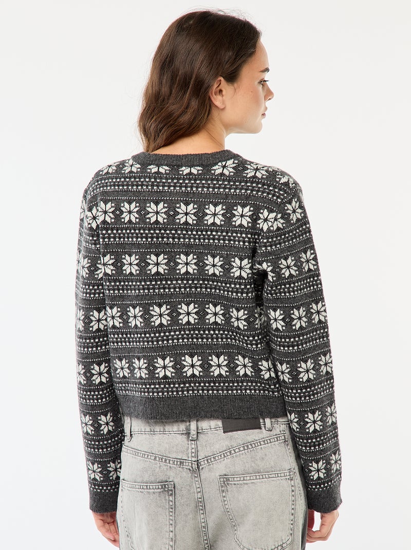 Gilet en jacquard Gris - Kiabi