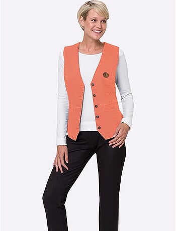 Gilet en jean à col v avec 2 poches raglan - taille standard - moda vilona