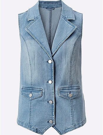 Gilet En Jean Denim Doux - Taille Standard - Moda Vilona
