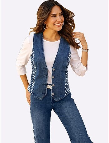 Gilet En Jean Denim Doux - Taille Standard - Moda Vilona