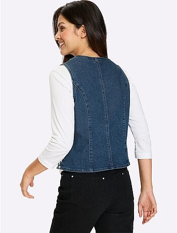 Gilet En Jean Denim Doux - Taille Standard - Moda Vilona
