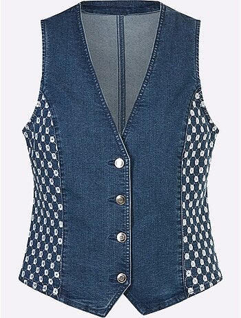 Gilet En Jean Denim Doux - Taille Standard - Moda Vilona