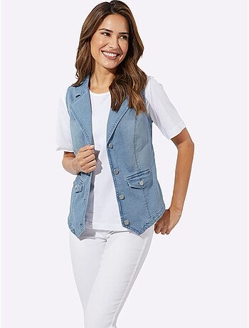 Gilet En Jean Denim Doux - Taille Standard - Moda Vilona